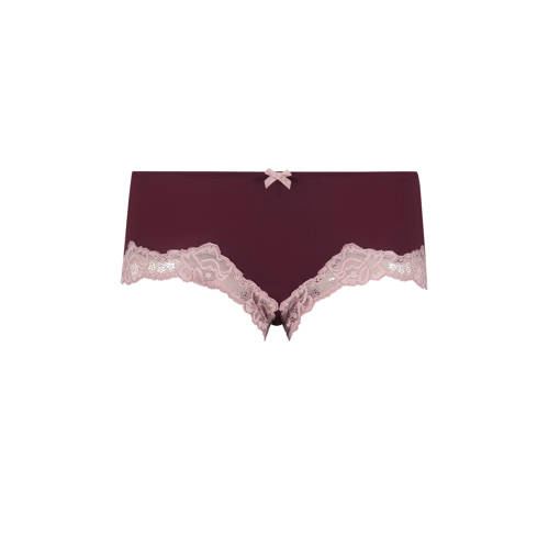 Hunkemoller Short Secret Lace Bordeaux hunkemoller kopen in de aanbieding