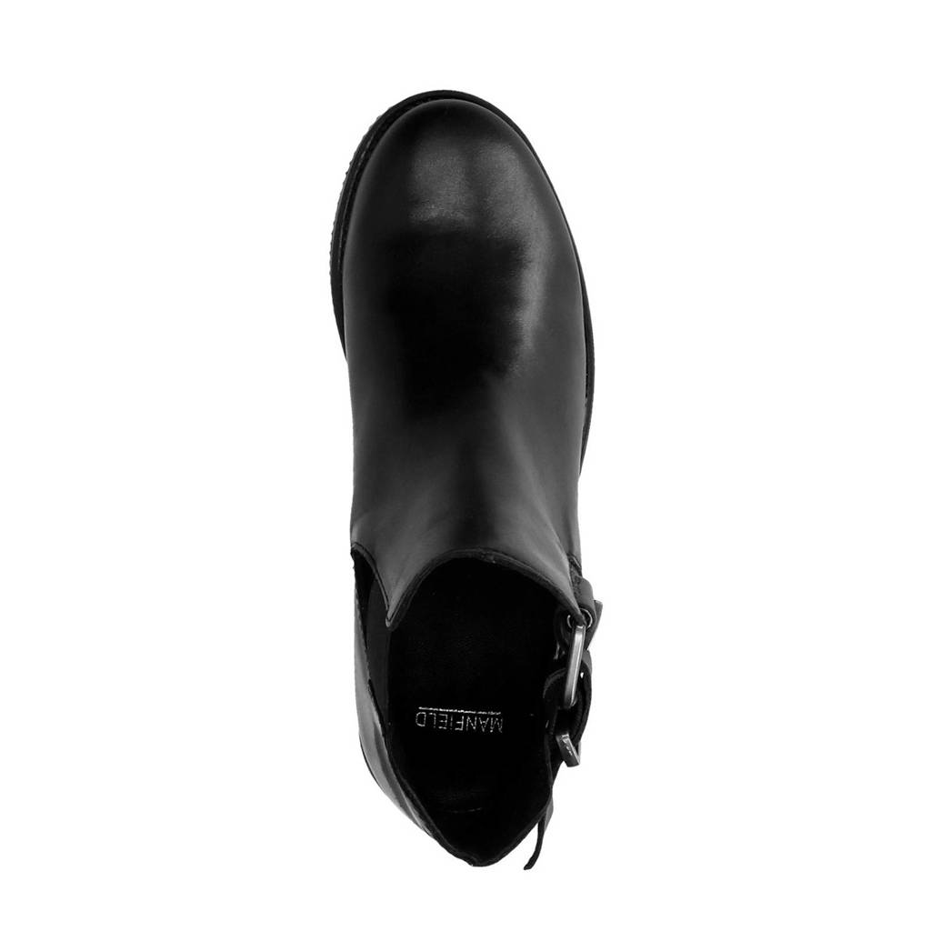 Zwart Enkelboots Zwart Leren Manfield Manfield Enkelboots Leren RqxXwYn5