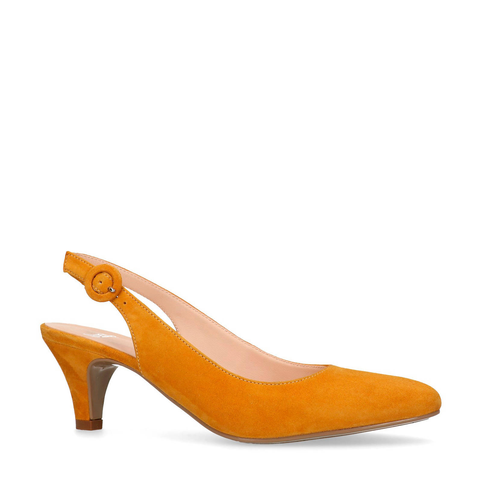 Manfield suède slingback pumps okergeel | wehkamp