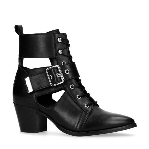 Manfield Leren Veterlaarzen Zwart manfield kopen in de aanbieding