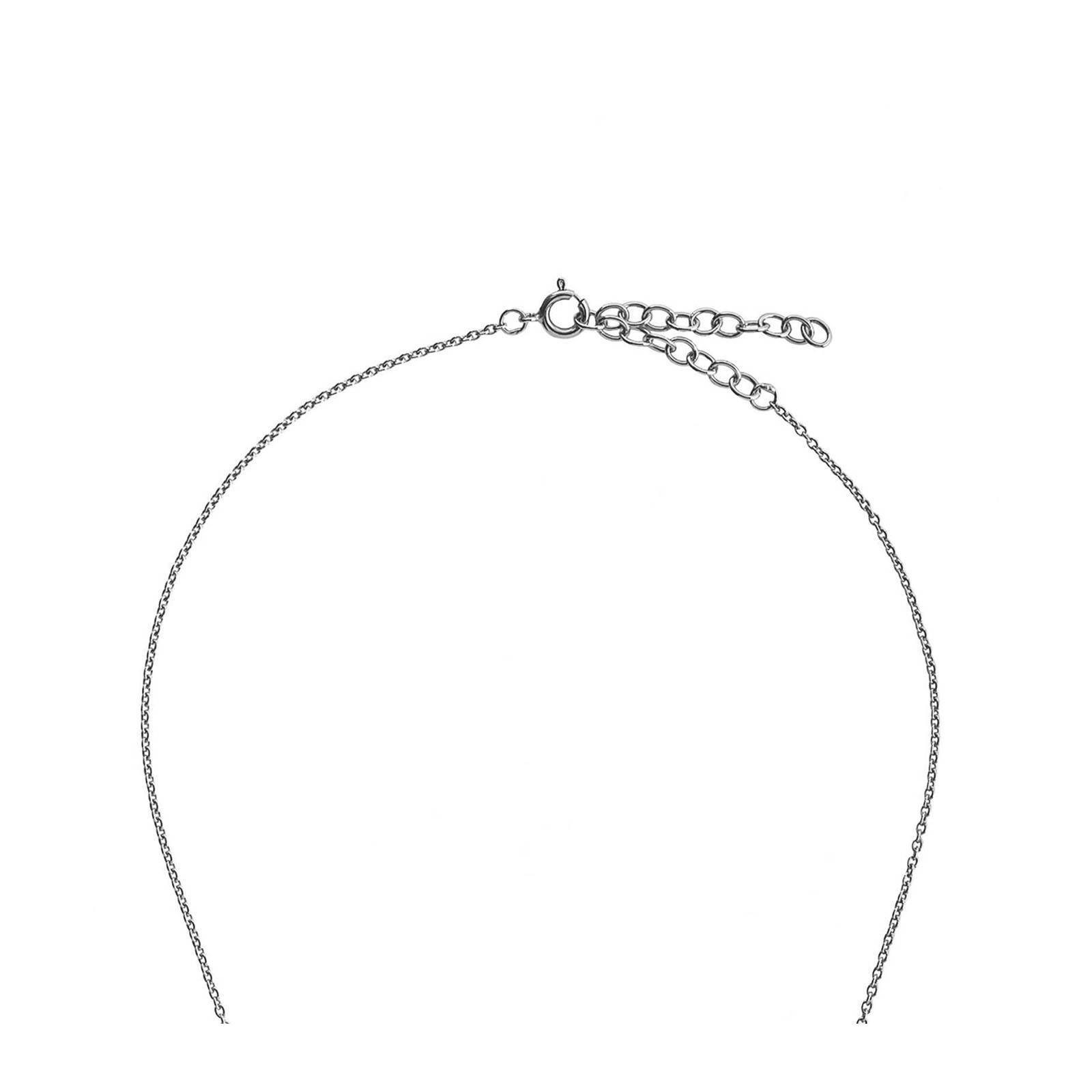Zilveren ketting met klavertje vier 8 x 10.5 mm - Lengte 41-45 cm