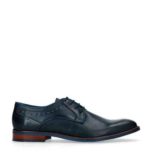 Manfield Leren Veterschoenen Donkerblauw manfield kopen in de aanbieding
