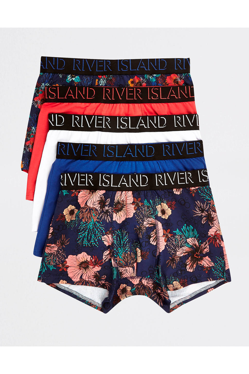 River Island boxershort - set van 5, Rood/ blauw/ wit