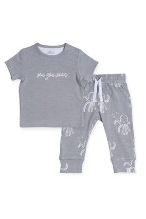 baby T-shirt + joggingbroek Octopus grijs