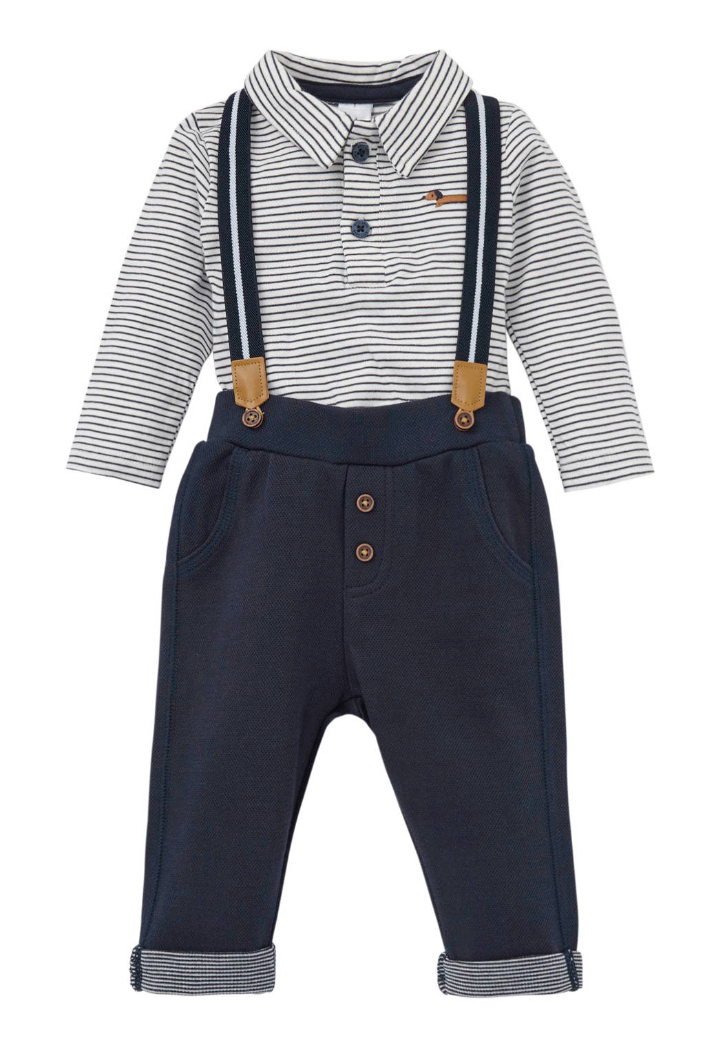 C&A Baby Club polo + broek + bretels, Donkerblauw