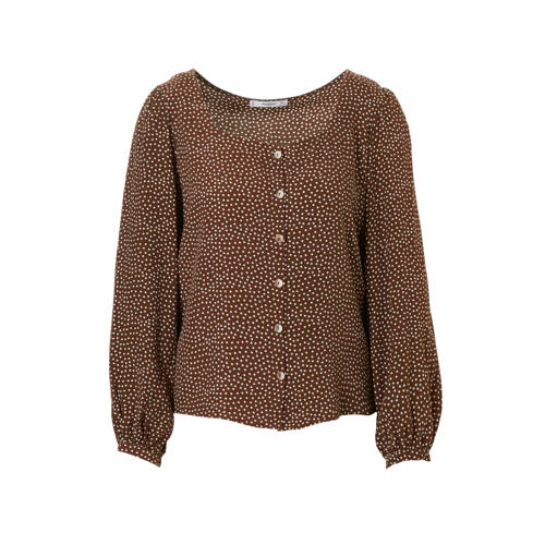 Mango Gestipte Blouse Bruin mango kopen in de aanbieding