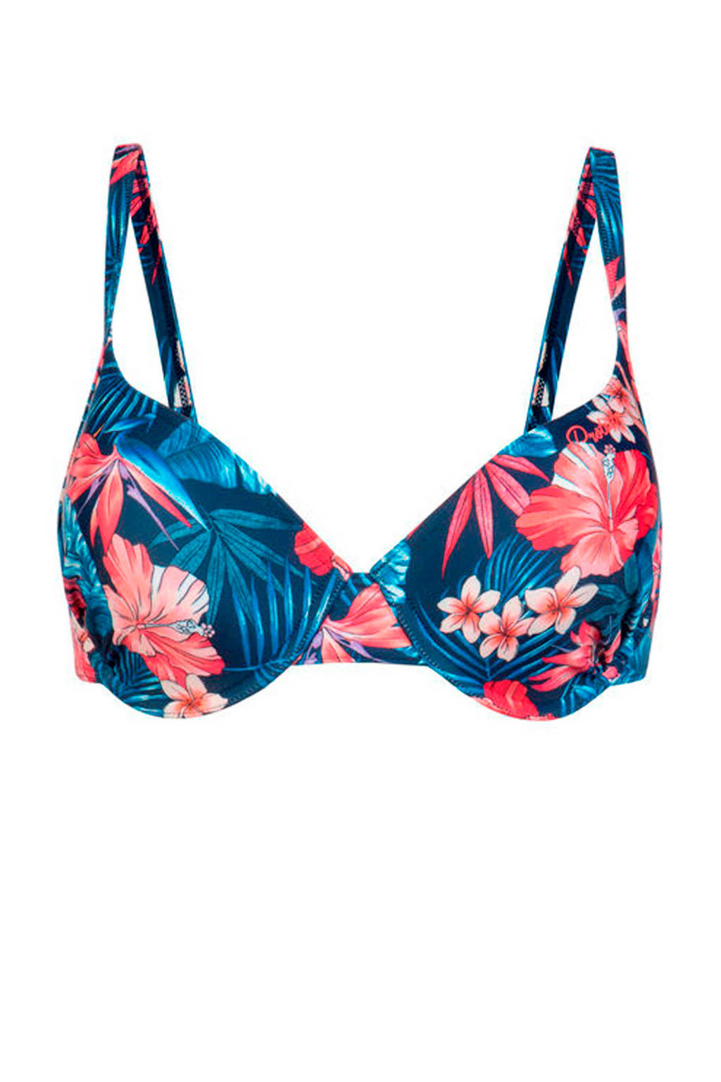 Protest beugel bikinitop met all-over print blauw, Blauw/roze