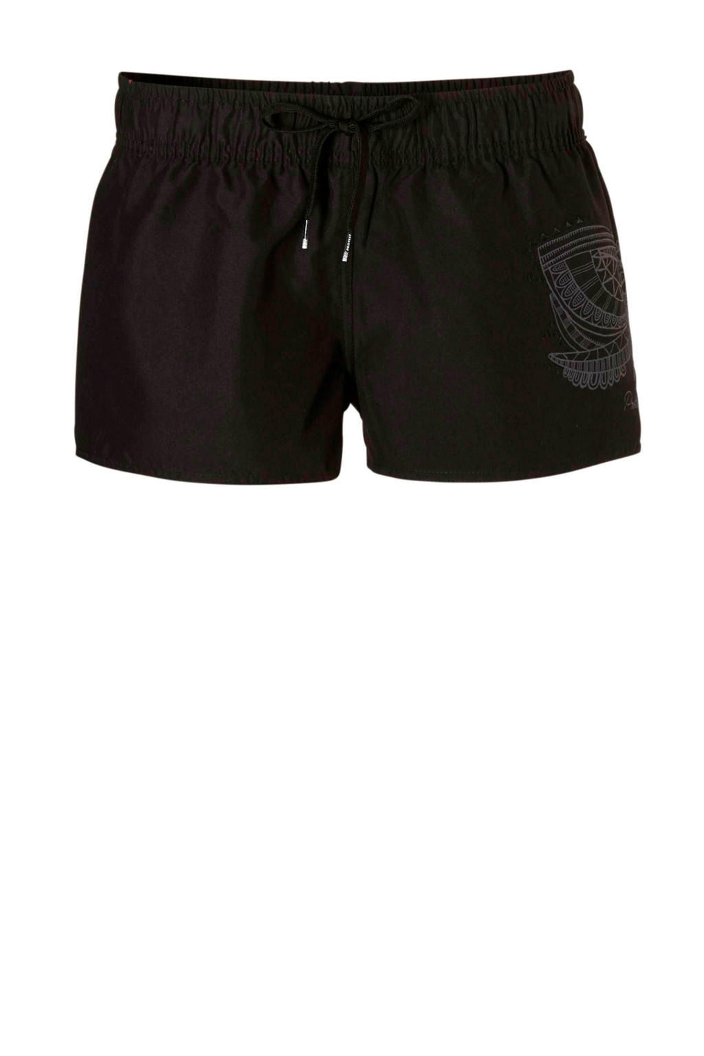 Protest strandshort Evidence met printopdruk zwart