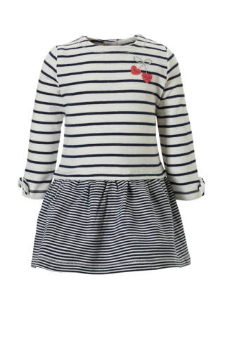 Baby Club gestreepte jurk ecru/blauw