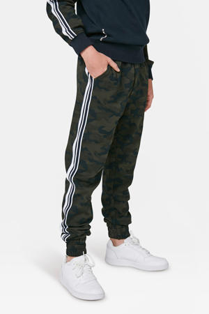gemêleerde joggingbroek met zijstreep jungle green