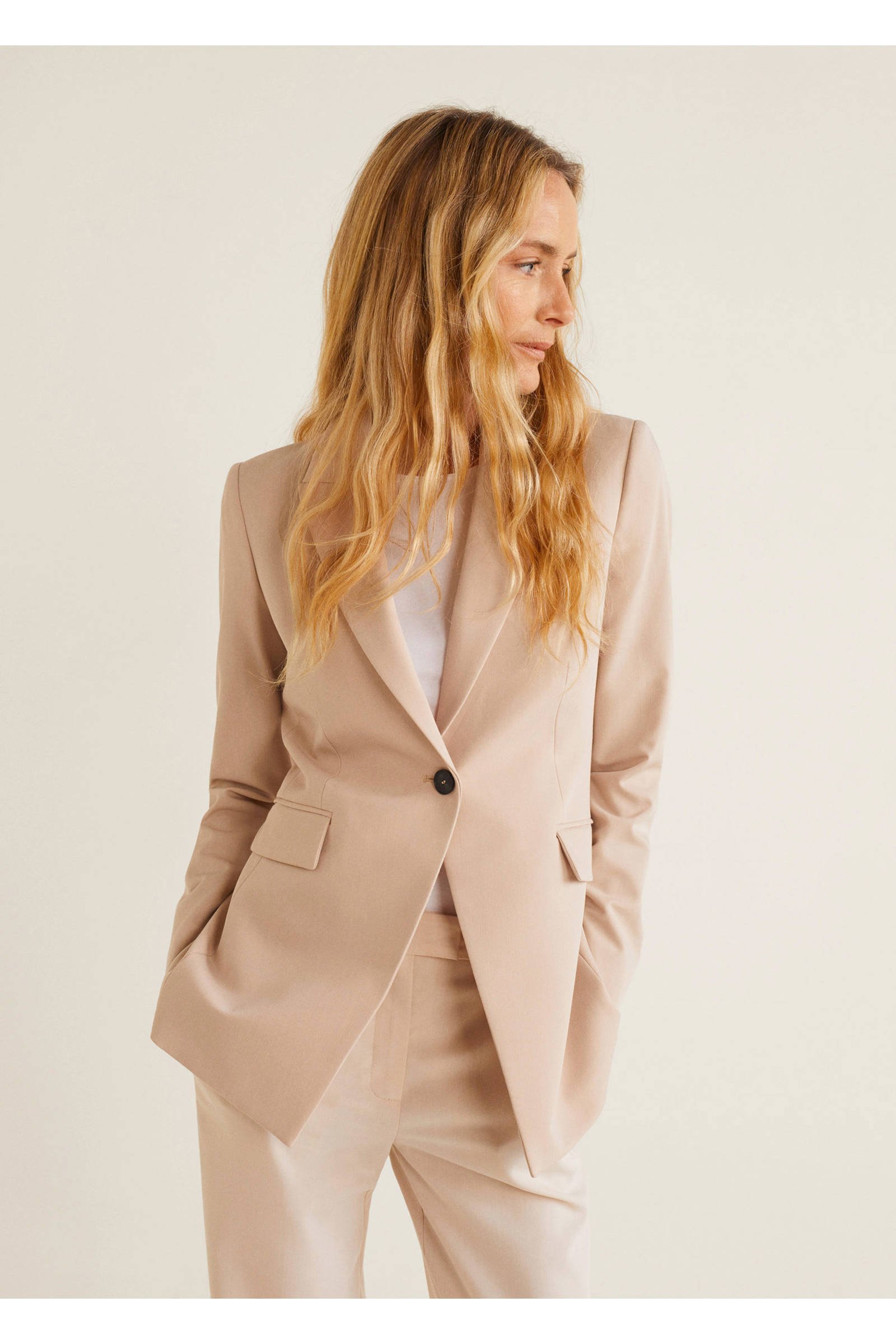 Mango blazer beige | wehkamp