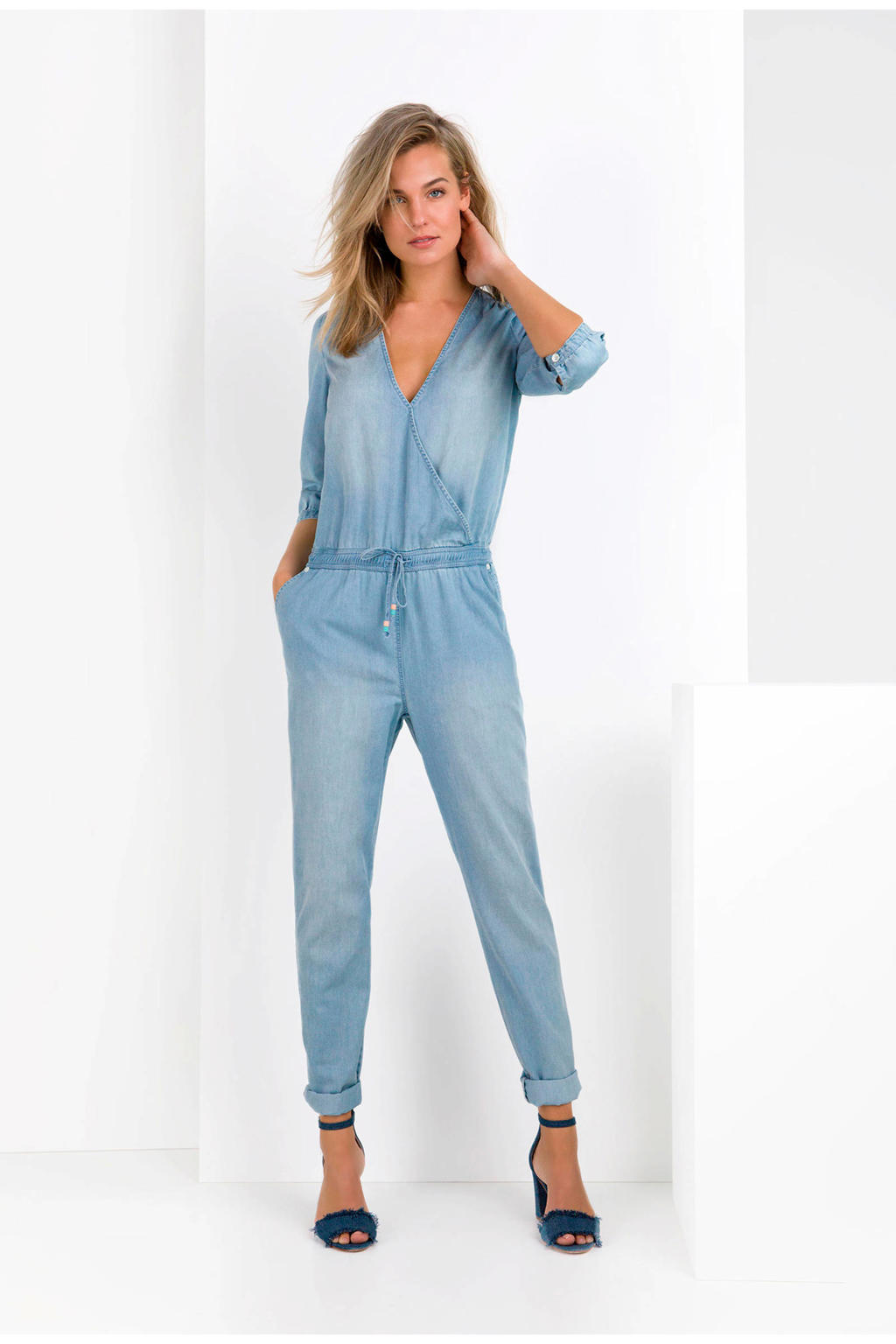 Expresso jumpsuit Dionne in denim look wehkamp