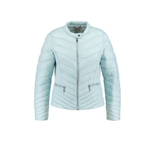Ms Mode Gewatteerde Jas Met Stiksels Lichtblauw ms mode kopen in de aanbieding