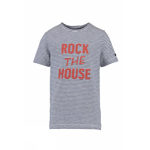 Cks Kids Gestreept T Shirt Omari Met Tekst Blauw cks kids kopen in de aanbieding
