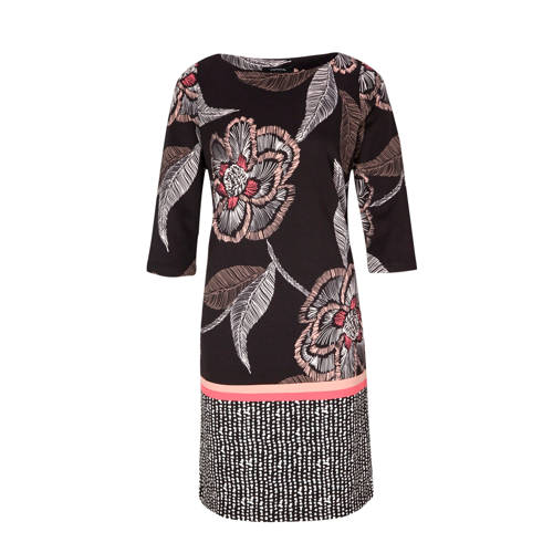 Comma Gebloemde Jurk Zwart comma kopen in de aanbieding