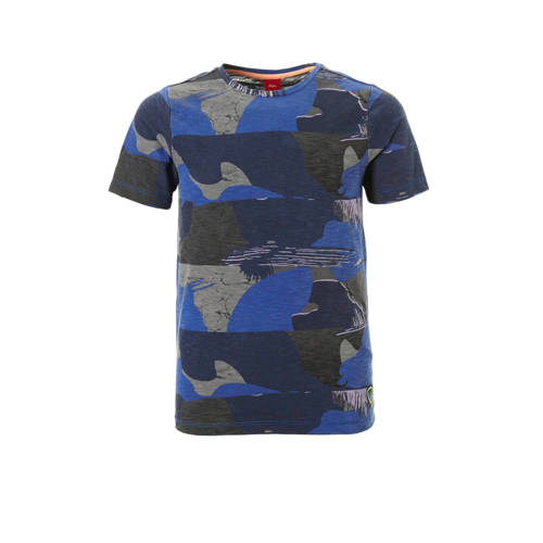 Soliver T Shirt Met All Over Print Blauw soliver kopen in de aanbieding