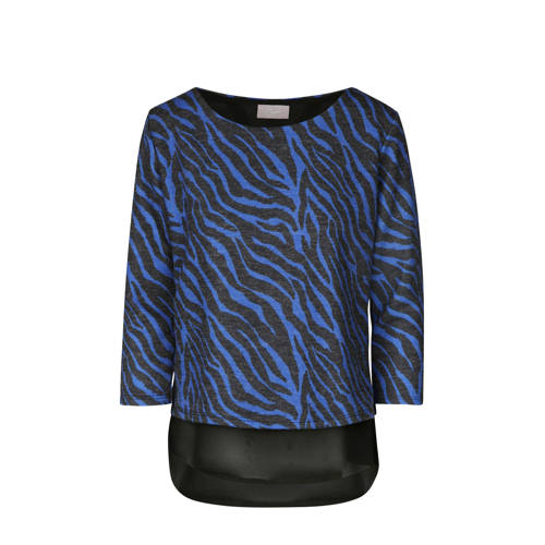 Cassis Sweater Met Tijgerprint En Blouse Detail Blauw cassis kopen in de aanbieding Cassis Sweater Met Tijgerprint En Blouse Detail Blauw cassis kopen in de aanbieding
