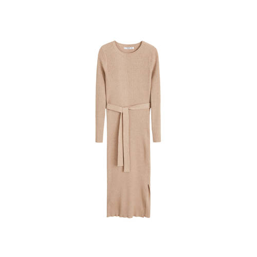 Mango Jurk Van Geribde Stof Bruin mango kopen in de aanbieding