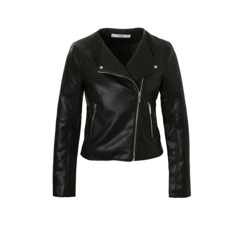 Mango Imitatieleren Jasje Zwart mango kopen in de aanbieding