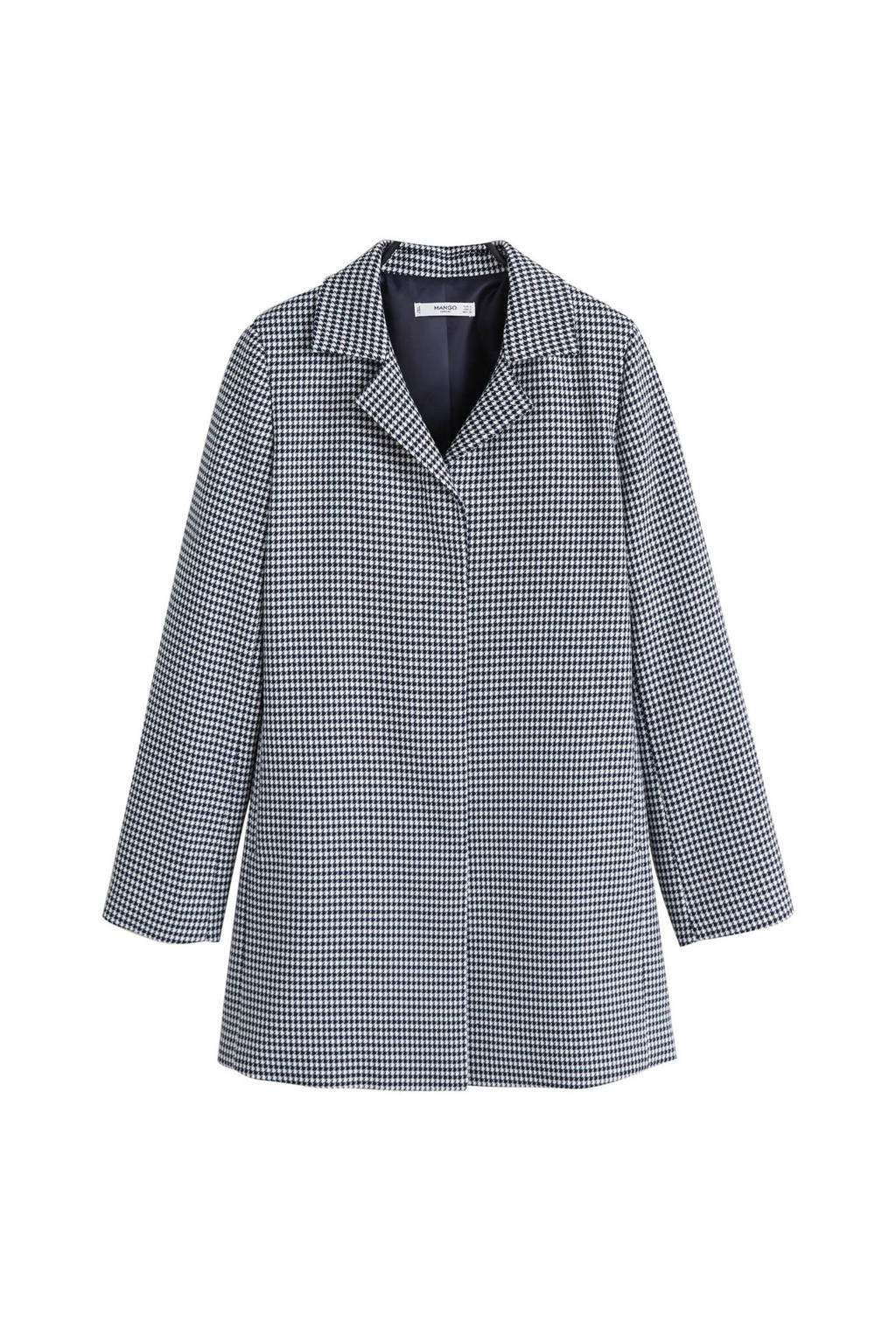 Mango jas met pied de poule print, Blauw