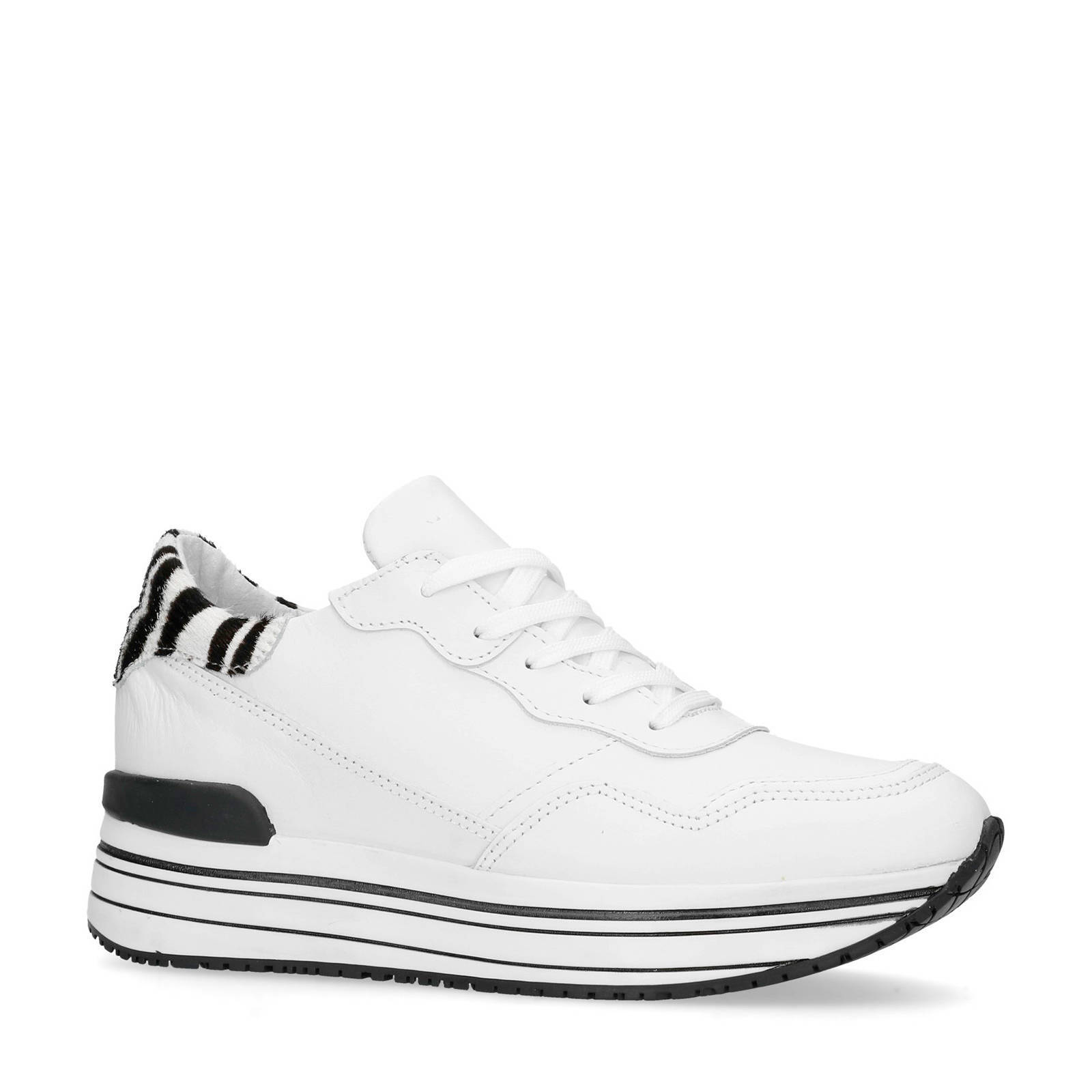 Manfield leren plateau sneakers wit | wehkamp