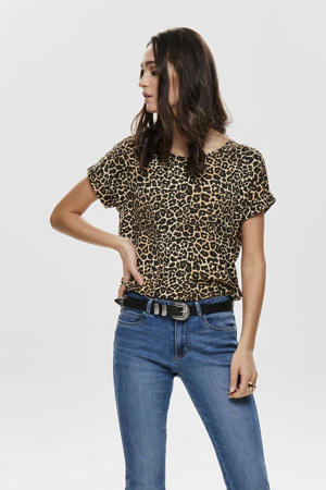 top ONLMONSTER met panterprint bruin/ zwart