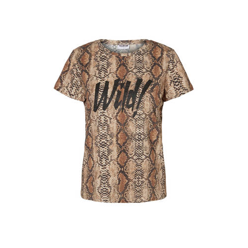 Noisy May T Shirt Met Slangenprint Bruin noisy may kopen in de aanbieding