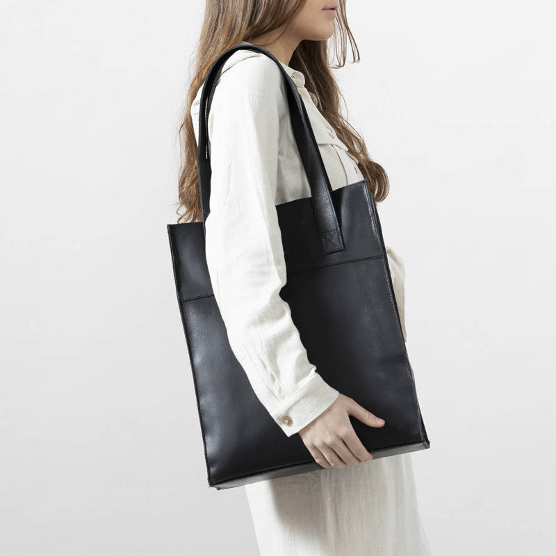 leren shopper zwart