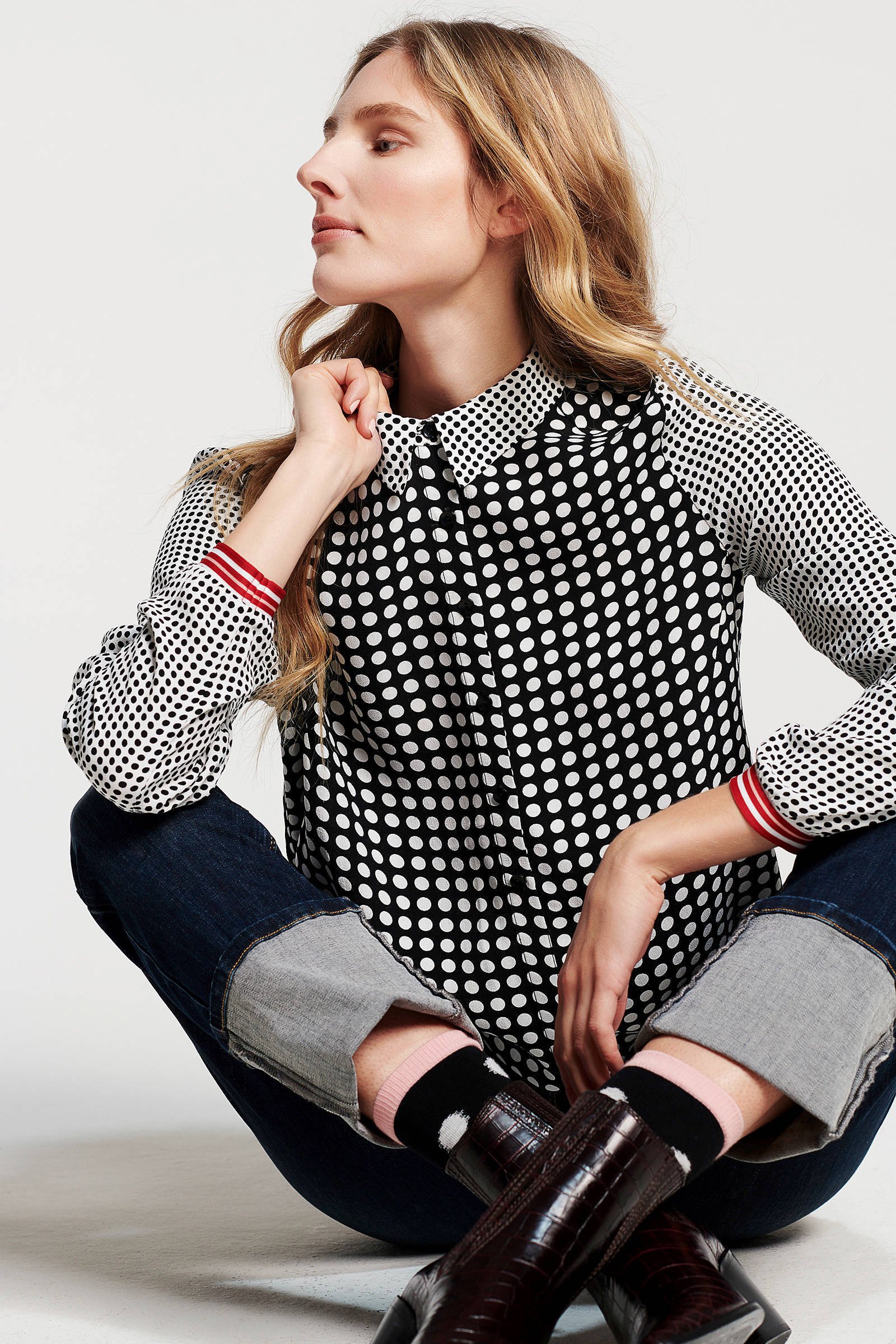 met Didi stippenprint Didi blouse blouse zwart ZtRvwR