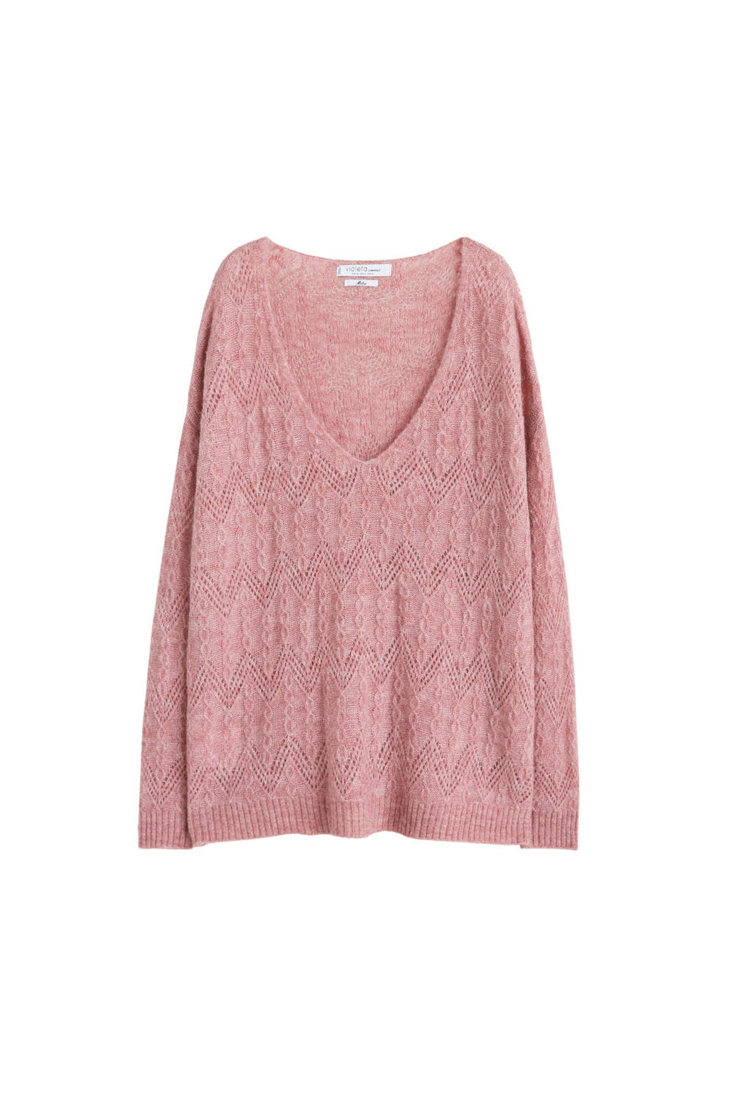 Violeta by Mango trui met wol roze, Pastelroze