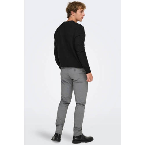 ONLY & SONS gemêleerde slim fit chino ONSMARK grijs melange afbeelding