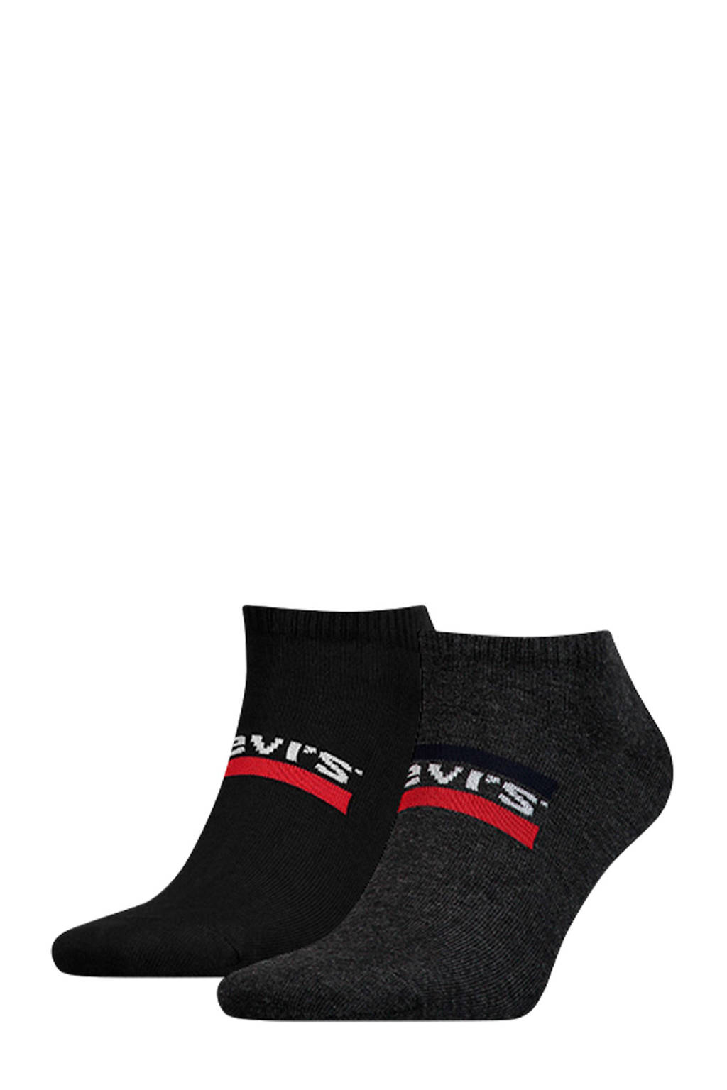 Levi's sneakersokken grijs/zwart ( set van 2), Grijs/zwart