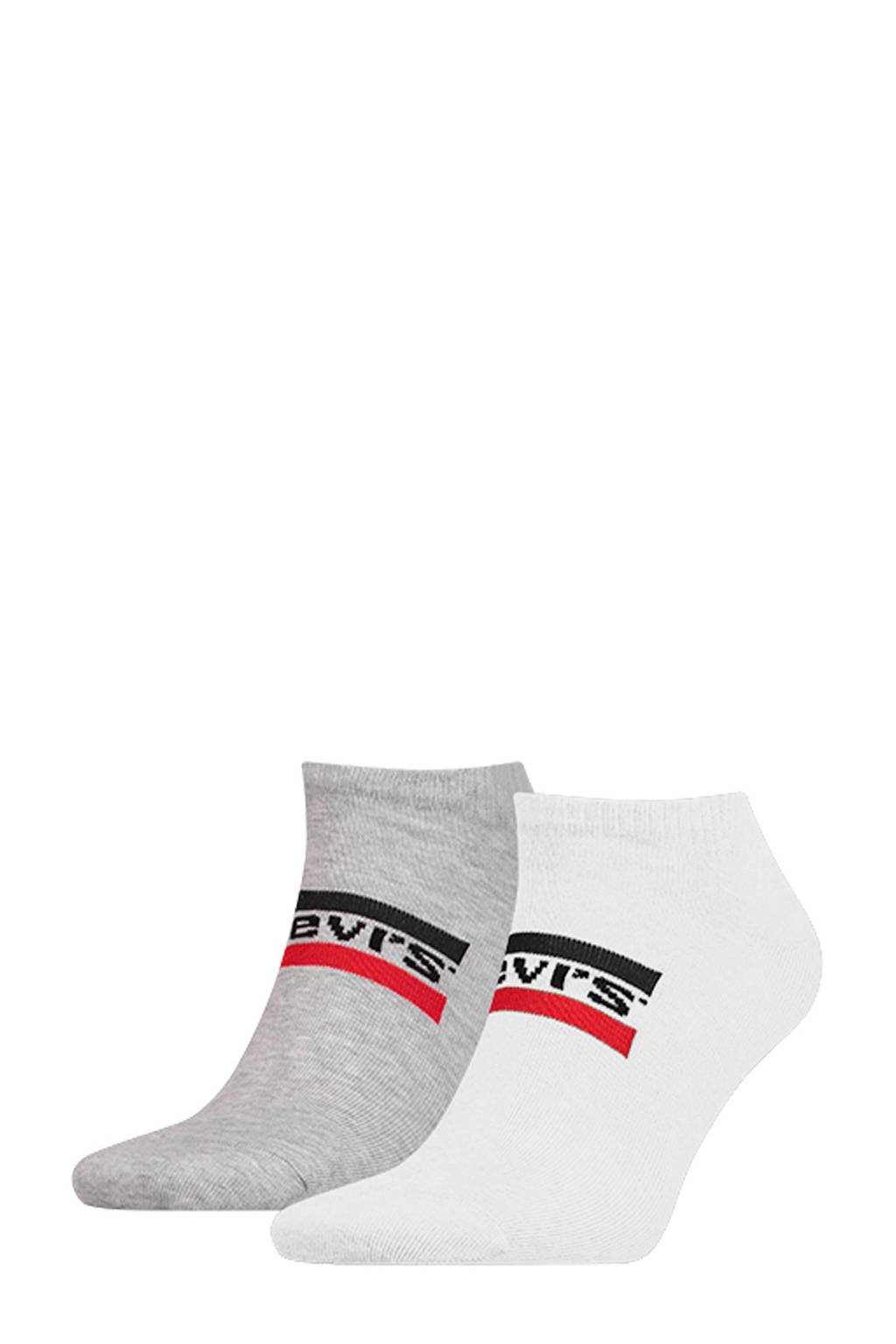 Levi's sneakersokken wit/grijs ( set van 2), Wit/grijs