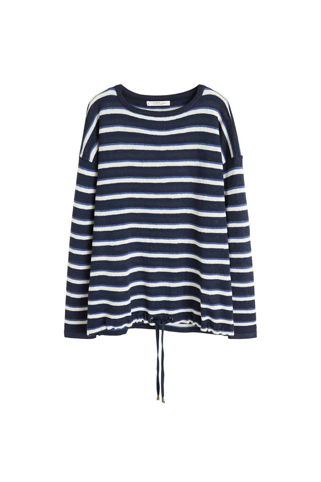 Violeta by Mango trui met strepen, Donkerblauw