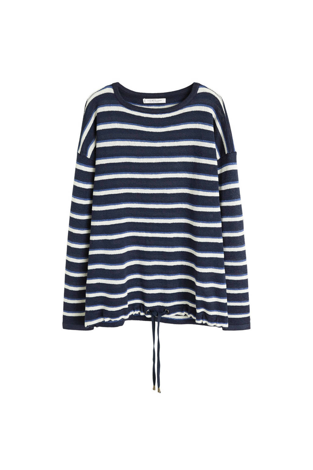Violeta by Mango trui met strepen, Donkerblauw