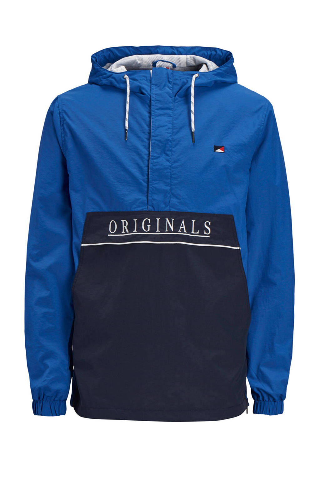 Jack & Jones Junior anorak Daniel met tekst blauw, Blauw/donkerblauw