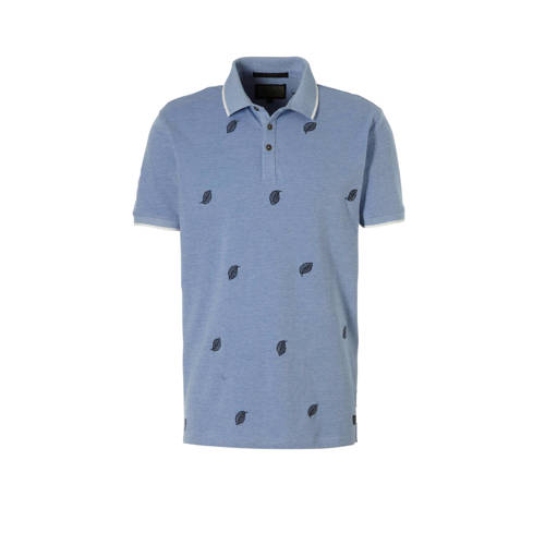 Amsterdenim Polo Met Borduursels Lichtblauw amsterdenim kopen in de aanbieding