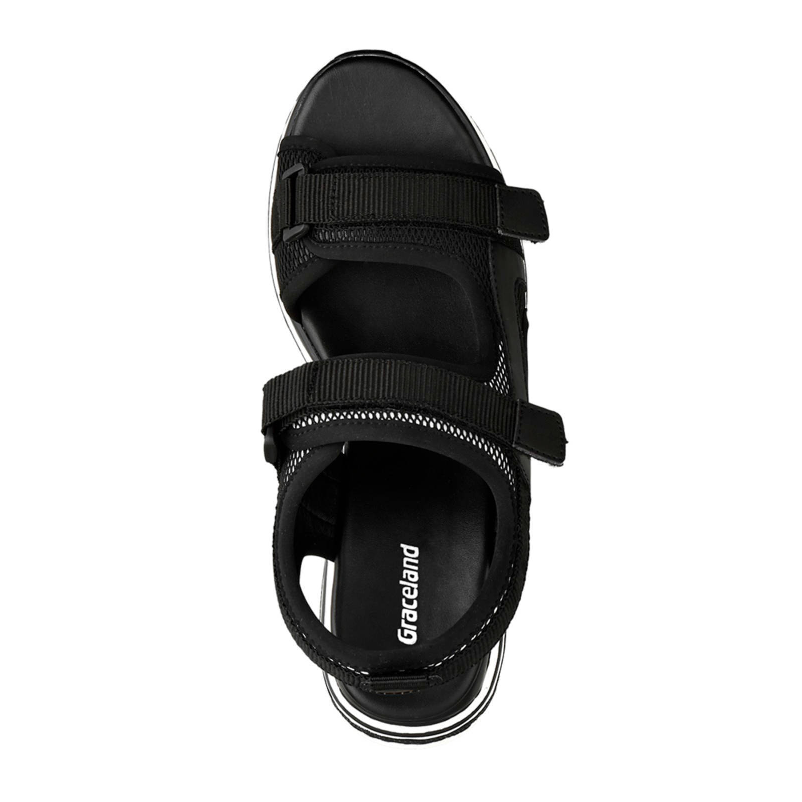 vanHaren Graceland plateau sandalen zwart | wehkamp