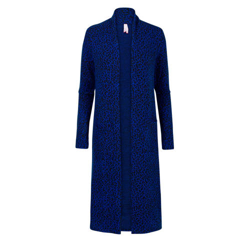 Miss Etam Lang Vest Met Panterprint Kobalt miss etam kopen in de aanbieding