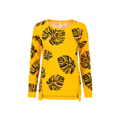 Miss Etam Regulier Sweater Met Bladprint Geel miss etam kopen in de aanbieding