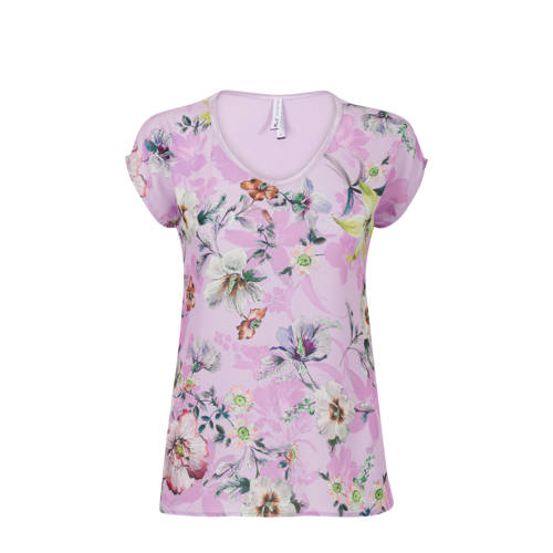 Miss Etam Regulier Gebloemd T Shirt Lila miss etam kopen in de aanbieding