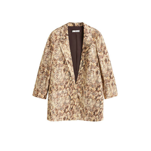 Mango Blazer Met Slangenprint Bruin mango kopen in de aanbieding