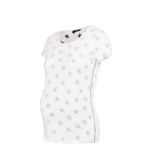 Supermom Zwangerschaps T Shirt Stars Wit supermom kopen in de aanbieding