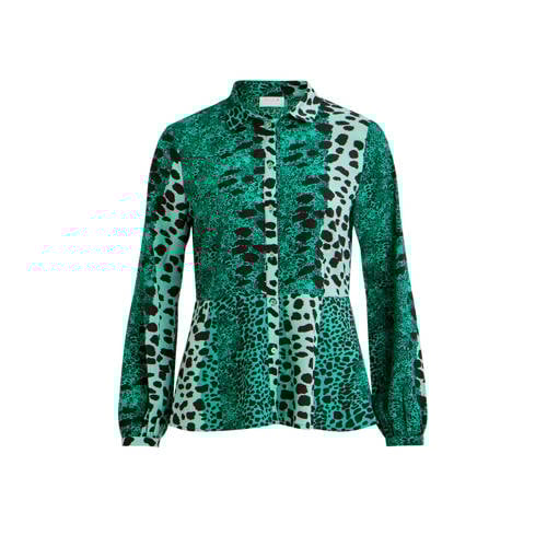 Vila Blouse Met Panterprint Groen vila kopen in de aanbieding
