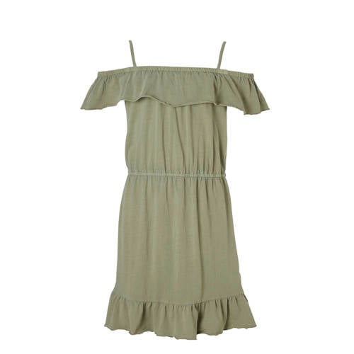 Garcia Offshoulder Jurk Met Spaghettibandjes Kaki garcia kopen in de aanbieding