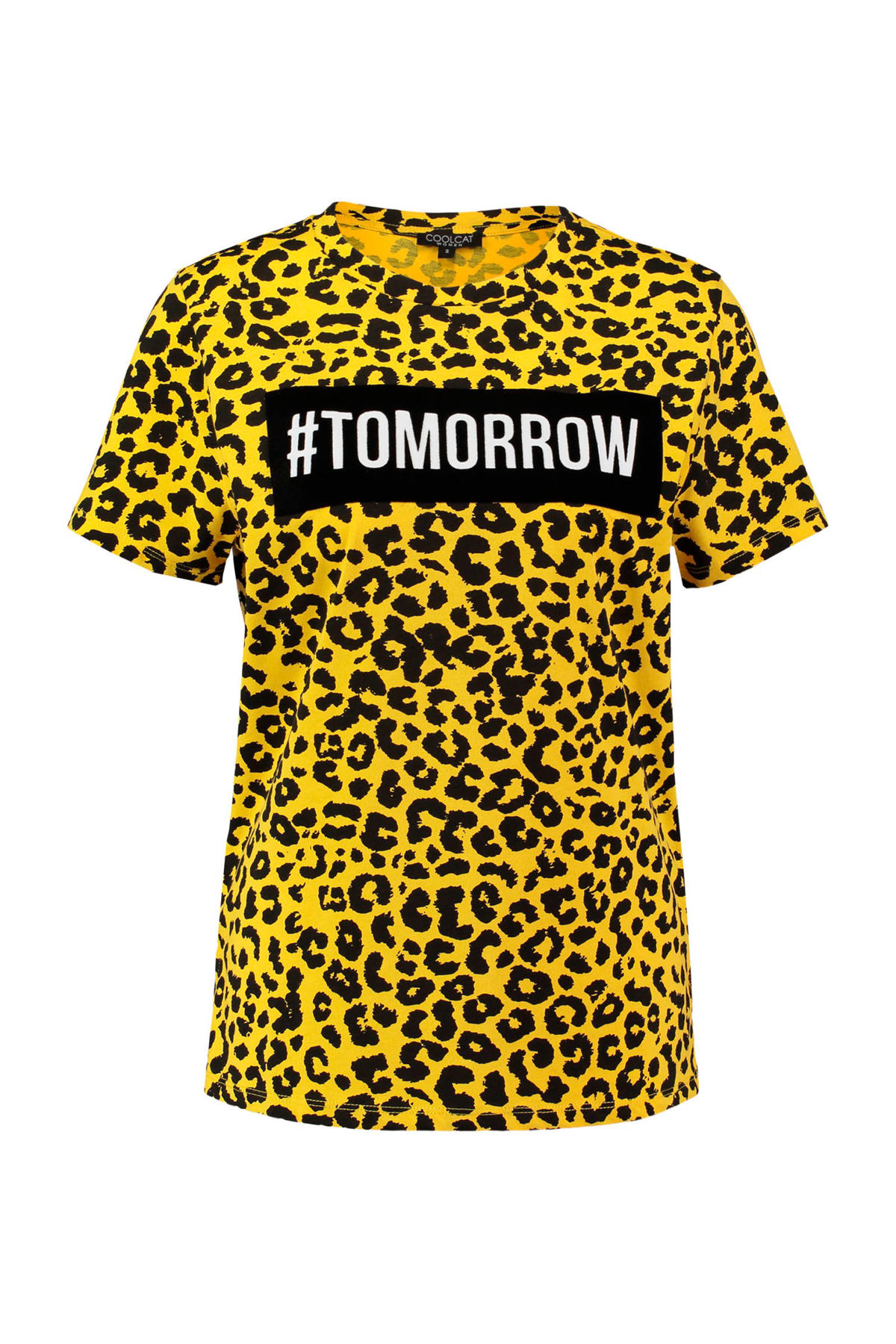 kiespijn instant Integraal CoolCat T-shirt met panterprint geel | wehkamp