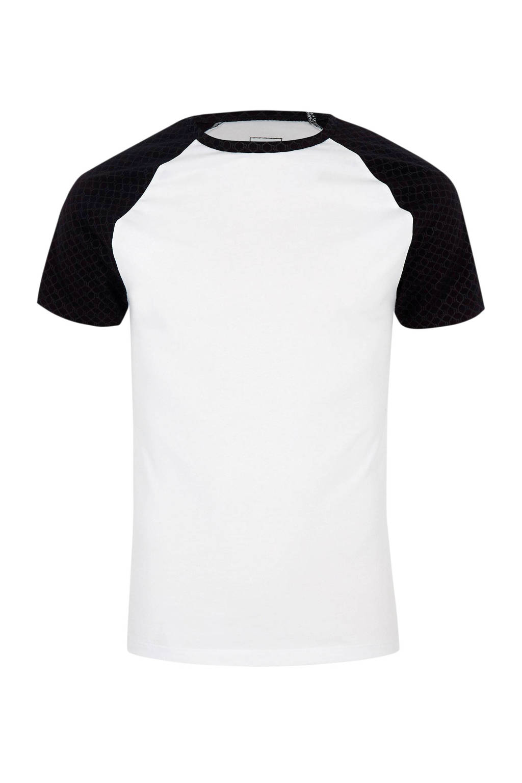 River Island T-shirt met contrast mouw, Wit/zwart