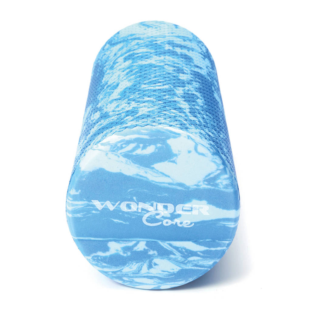 Wonder Core Massage foam roller - 90 cm - Blue Marble, Blauw/wit