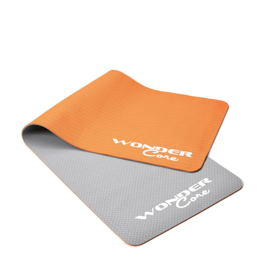 Wonder Core Fitness -Yogamat TPE - 0,6 cm - Gray/Orange, Grijs/oranje