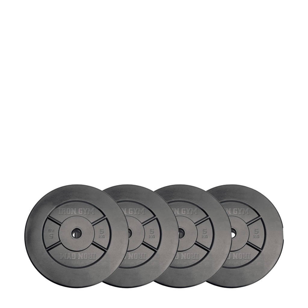 Iron Gym gewichten 20kg Plate Set - 5kg x 4, Grijs